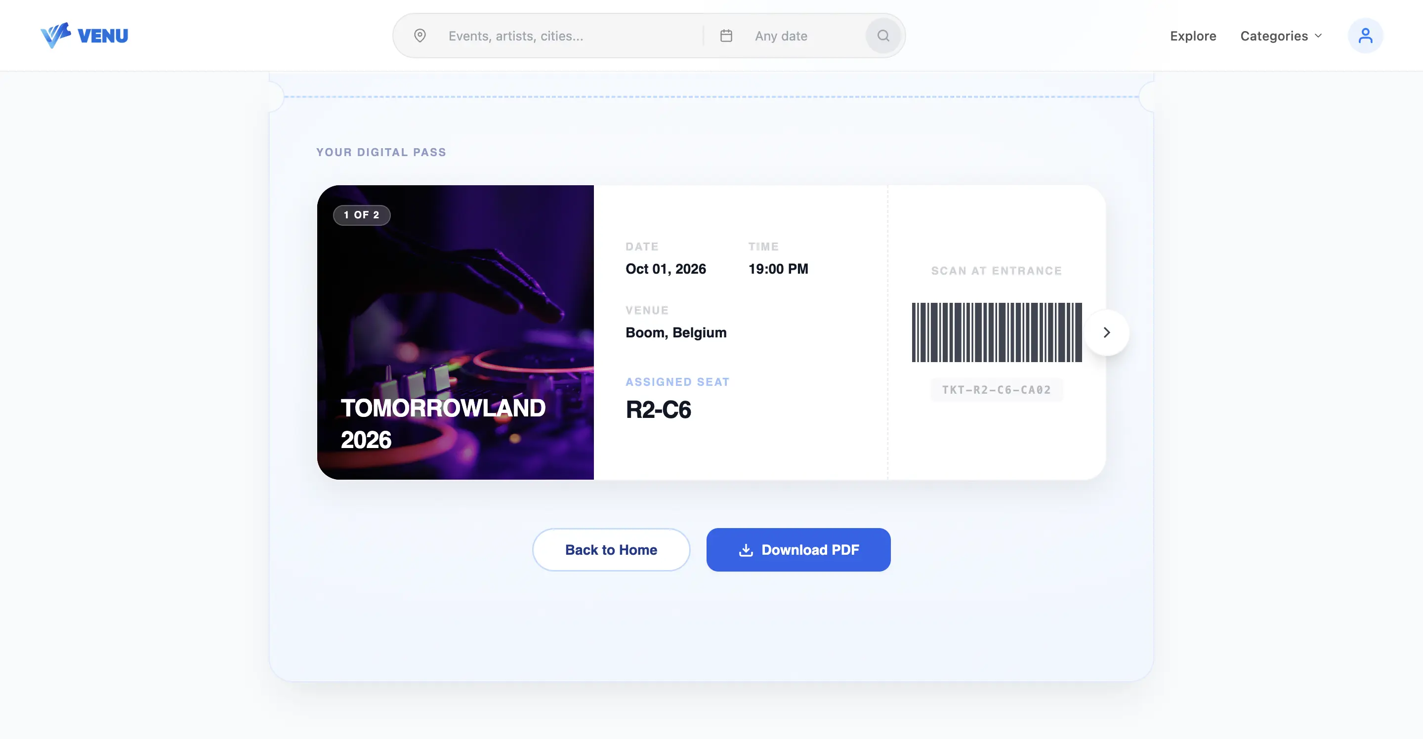 Digital Ticket Pass & Fast Checkout